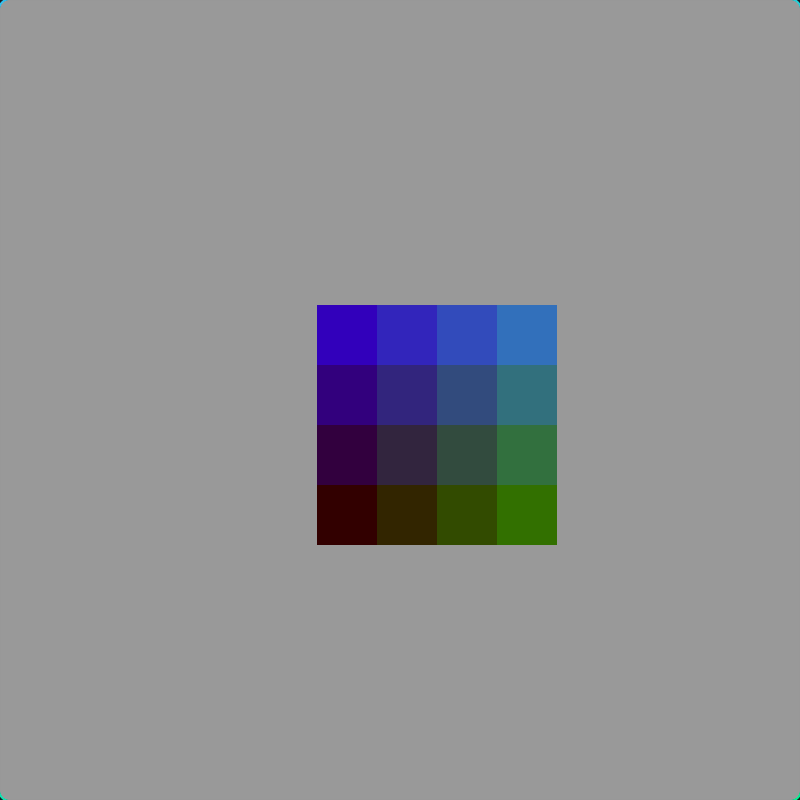 A colorful pixelated square on a grey background